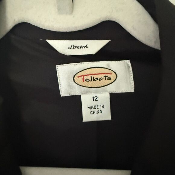 VTG Talbots Black Stretch Blazer Button Front Lined Cotton Blend Classic Fit 12 - Picture 3 of 7